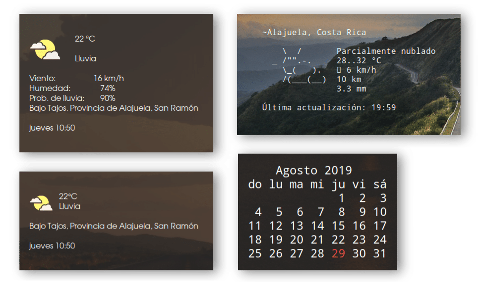 Widgets del tiempo y calendario