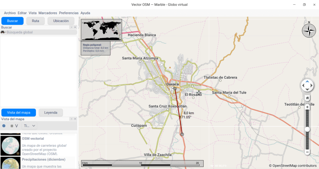 Mapa de Oaxaca con la capa OSM en Marble